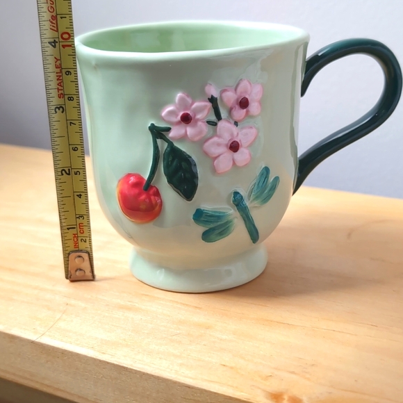 NWT Anthropologie Faye Mug Mint Green Floral Ceramic Mug - Picture 2 of 7